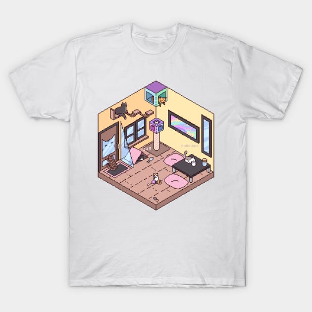 Pixel Cat Cafe T-Shirt by Nyanibun